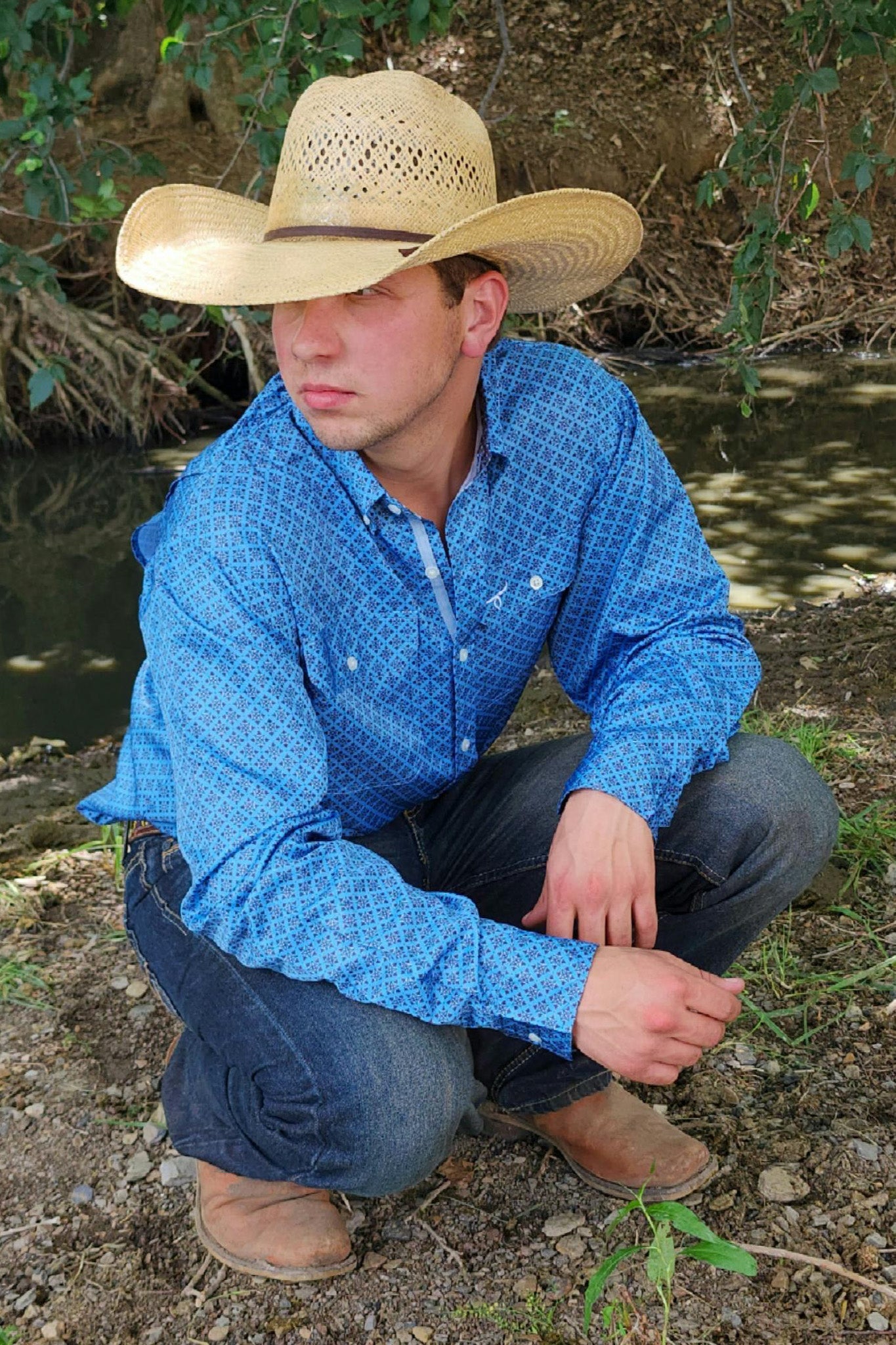 Drover Men's Western Shirt Signature Series Performance Vent Shirt- Scout