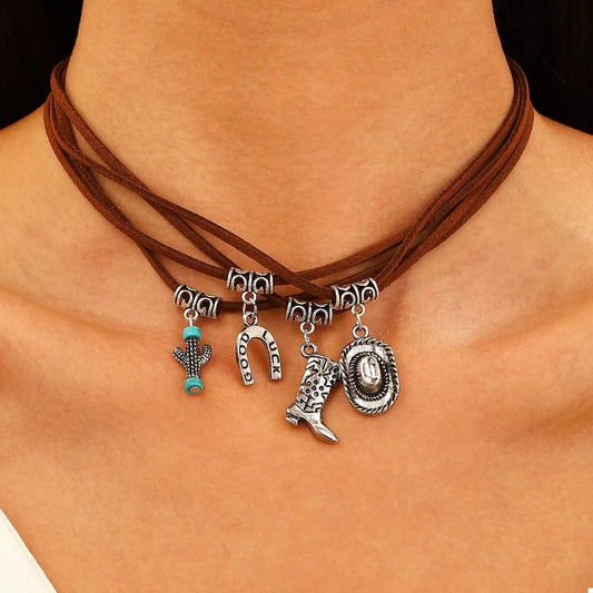 Western Style Four - Layered Charm Necklace - Bumpkin Ranchwear