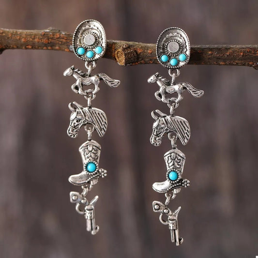Western Turquoise Charm Earrings - Bumpkin Ranchwear