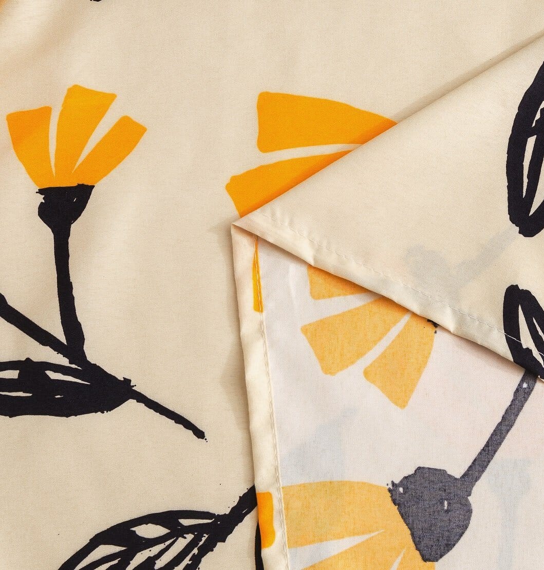 Yellow Fleur Golden Orange Floral Ivory Fitted & Flat Bed Sheets Set - Bumpkin Ranchwear