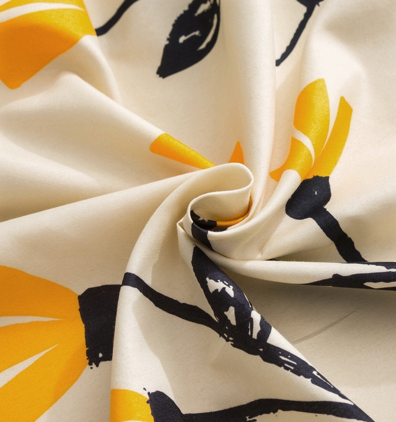 Yellow Fleur Golden Orange Floral Ivory Fitted & Flat Bed Sheets Set - Bumpkin Ranchwear
